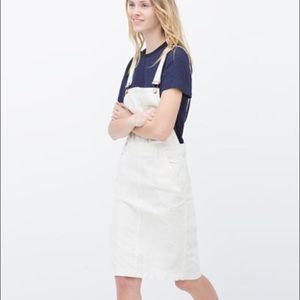 Zara Denim White Overall Dress